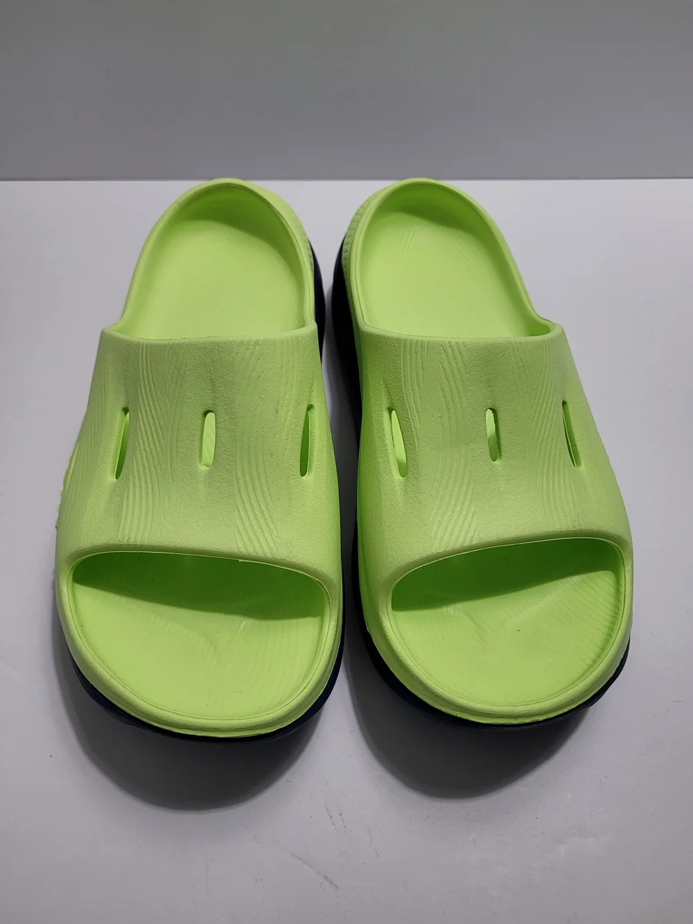 Hoka Ora Recovery Lime Green Slide Sandals with Dark Sole